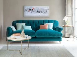 Large Truffle Sofa In French Blue Brushed Cotton -furniture 261655 truffle button back sofa 1
