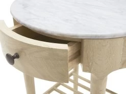 Mini Marmo Side Table In Light Oak -furniture 303888 mini marmo round side table with a marble top drawer open detail