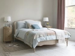 Double Mirabelle Bed In Natural Cotton Linen Mix -furniture 367062 mirabelle french style wooden upolstered bed 1