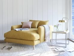 Squishmeister Love Seat Chaise In Thatch House Fabric