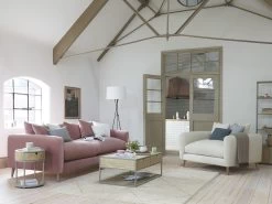 Small Squishmeister Sofa In Thatch House Fabric -furniture 394397 squishmeister oak leg feather filled back cushion sofa