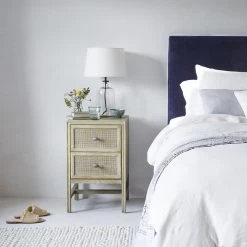 Double Piper Bed In Thatch House Fabric -furniture 415832 little willow wooden bedside table