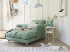 Bumpster Love Seat Chaise In Thatch House Fabric