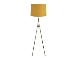 Hat Trick Floor Lamp In Brass With A Butter Drip Clever Vintage Linen Shade