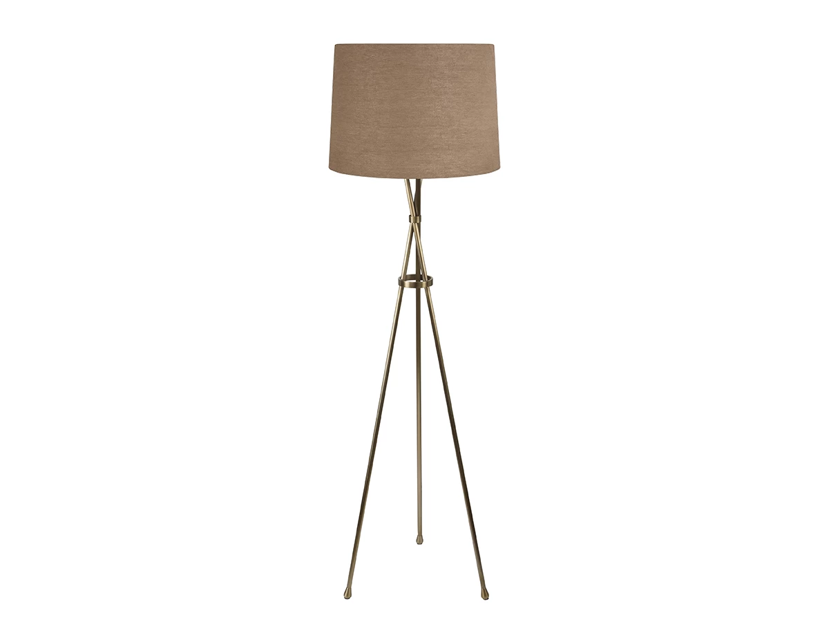 Hat Trick Floor Lamp In Brass With A Dusted Cocoa Clever Vintage Linen Shade 1 Hat Trick Floor Lamp In Brass With A Dusted Cocoa Clever Vintage Linen Shade
