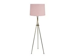 Hat Trick Floor Lamp In Brass With A Rosewater Clever Vintage Linen Shade