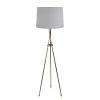 Hat Trick FloorLamp In Brass With A Thimble Clever Vintage Linen Shade