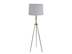 Hat Trick FloorLamp In Brass With A Thimble Clever Vintage Linen Shade