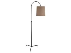 One Size Slam Dunk In Blackened Bronze Lamp In Dusted Cocoa Clever Vintage Linen With A Dusted Cocoa Clever Vintage Linen Shade