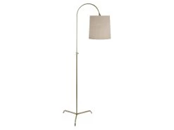 One Size Slam Dunk Floor Lamp In Brass Lamp In Flour Sack Clever Vintage Linen With A Flour Sack Clever Vintage Linen Shade