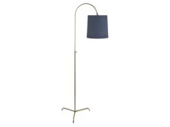 One Size Slam Dunk Floor Lamp In Brass Lamp In Cook Book Blue Clever Vintage Linen With A Cook Book Blue Clever Vintage Linen Shade