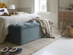 Button Top Ottoman Storage Bench In Thatch House Fabric