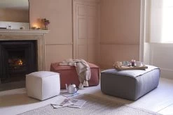 Small Square Sundaze Footstool In Thatch House Fabric