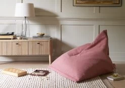 Lollins Triangle Beanbag In Rusted Rose Linen -furniture 519595 lollins beanbag 5508 cropped 2