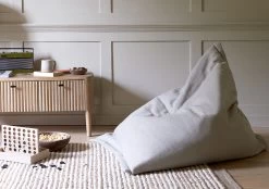Lollins Triangle Beanbag In Grey Linen -furniture 519596 lollins beanbag 5524 cropped