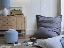 Lollins Rectangle Beanbag In Charcoal Linen -furniture 519602 rec beanbag grey5797 cropped 1