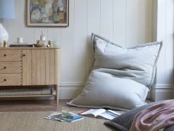 Lollins Rectangle Beanbag In Charcoal Linen -furniture 519603 rec beanbag light grey5818 cropped 1