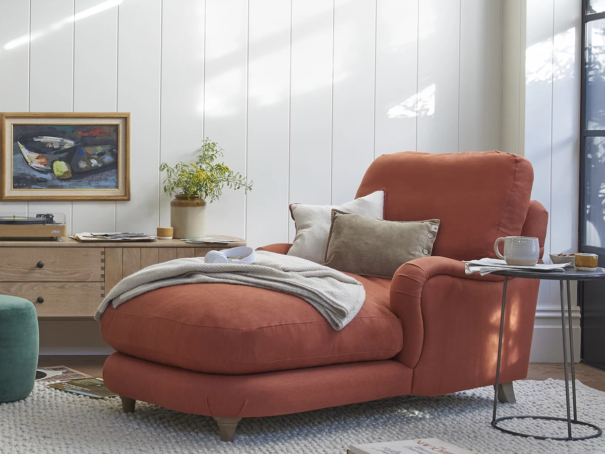 Mrs Jonesy Armchair Chaise In Thatch House Fabric 1 Mrs Jonesy Armchair Chaise In Thatch House Fabric