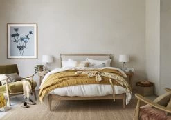 Light Oak Bagel Bed Kingsize In Natural Linen -furniture 542183 midcentury bagel lightoak style29142 cropped lights off 2