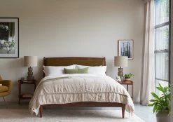 Superking Bagel Bed In Natural Linen Dark Ash -furniture 542196 bagel bed dark wood olive green cropped