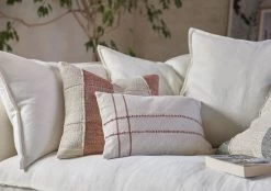 Weavey Stripe Scatter Cushion Classic In Terracotta -furniture 542954 linen strip8478 cropped
