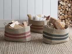 Wovens Large Oval Basket In Dried Clay -furniture 544613 log basket range 044 web closer crop