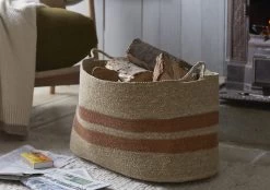 Wovens Large Oval Basket In Dried Clay -furniture 544615 log basket 10744 web crop