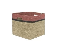 Wovens Medium Square Basket In Rusted Rose -furniture 544643 wovens record basket in pink 1