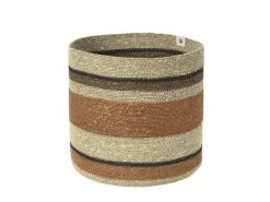 Wovens Large Round Basket In Dried Clay