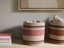 Wovens Large Round Basket In Rusted Rose -furniture 544668 wovens large baskets 018 web