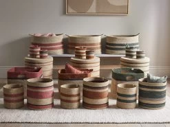 Wovens Large Round Basket In Forest Green -furniture 544689 wovens basket range 050 bright back web 1