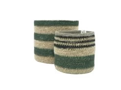 Wovens Set Of 2 Extra Small Round Baskets In Forest Green