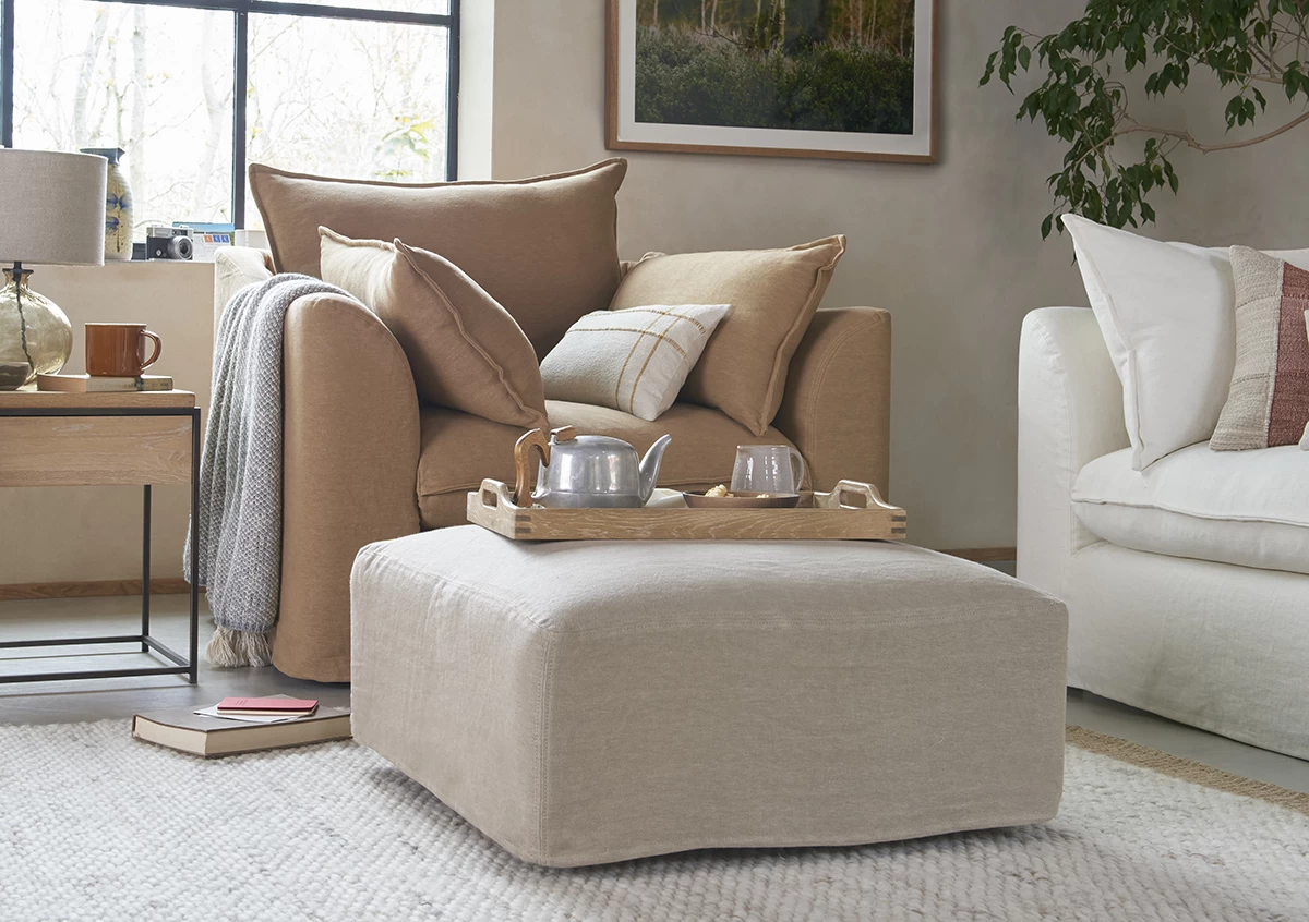 Sloafer Footstool Cover Square In Butler Sink Clever Vintage Linen 1 Sloafer Footstool Cover Square In Butler Sink Clever Vintage Linen