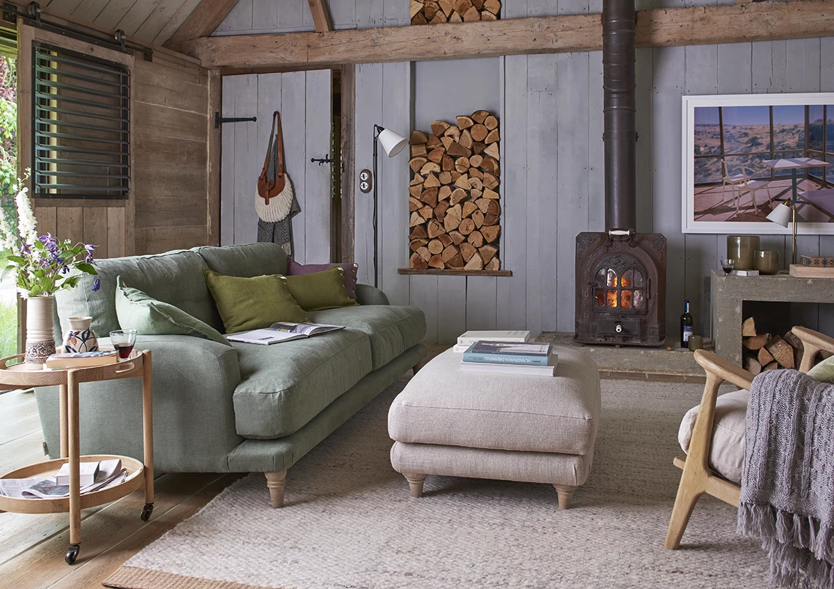 Small Sugar Bum Sofa In Thatch House Fabric 1 Small Sugar Bum Sofa In Thatch House Fabric