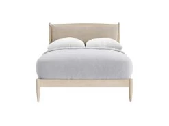 Light Oak Bagel Bed Double In Natural Linen
